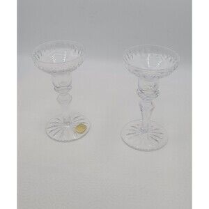 PAIR  Atlantis Georgian Crystal Candlestick Candle Holders  5 3/4" tall, Vintage